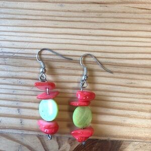 Vibrant Red and Green Shell Earrings